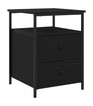 vidaXL Bedside Cabinet Black Oak 34 x 35.5 x 50 cm Engineered Wood
