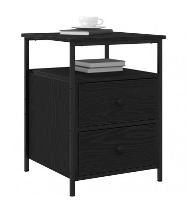 vidaXL Bedside Cabinet Black Oak 34 x 35.5 x 50 cm Engineered Wood