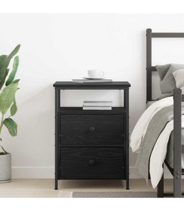 vidaXL Bedside Cabinet Black Oak 34 x 35.5 x 50 cm Engineered Wood