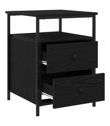 vidaXL Bedside Cabinet Black Oak 34 x 35.5 x 50 cm Engineered Wood