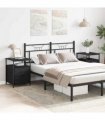vidaXL Bedside Cabinet with Drawer 2 pcs Black Oak 34 x 35.5 x 50 cm