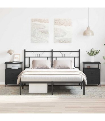 vidaXL Bedside Cabinet with Drawer 2 pcs Black Oak 34 x 35.5 x 50 cm