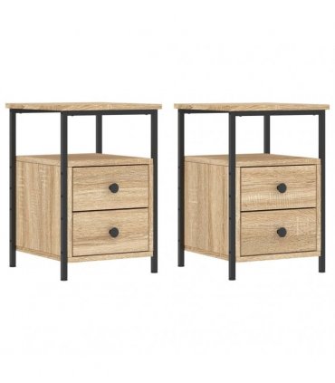 vidaXL Bedside Cabinets 2 pcs Sonoma Oak 34x35.5x50 cm Engineered Wood