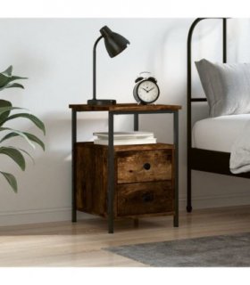 vidaXL Bedside Cabinet Smoked Oak 34x35.5x50 cm Engineered Wood