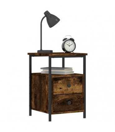 vidaXL Bedside Cabinet Smoked Oak 34x35.5x50 cm Engineered Wood