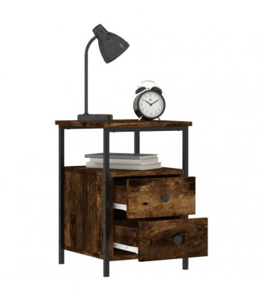 vidaXL Bedside Cabinet Smoked Oak 34x35.5x50 cm Engineered Wood