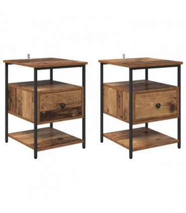 vidaXL Bedside Cabinet 2 pcs Old Wood 40 x 42 x 56 cm Engineered Wood