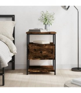 vidaXL Bedside Cabinet Smoked Oak 40x42x56 cm Engineered Wood
