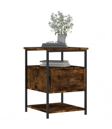 vidaXL Bedside Cabinet Smoked Oak 40x42x56 cm Engineered Wood