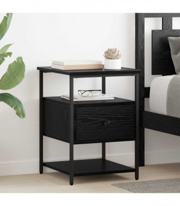 vidaXL Bedside Cabinet Black Oak 40 x 42 x 56 cm Engineered Wood
