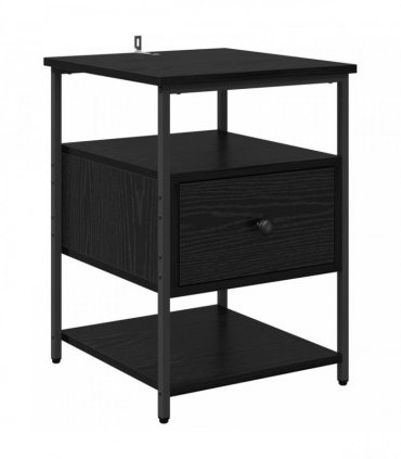 vidaXL Bedside Cabinet Black Oak 40 x 42 x 56 cm Engineered Wood