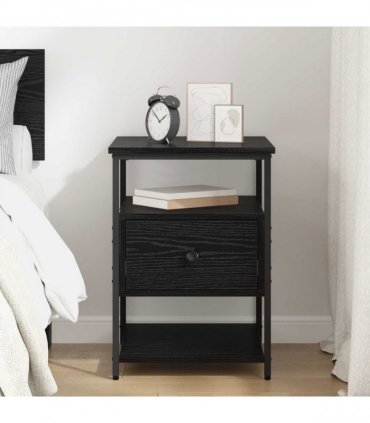 vidaXL Bedside Cabinet Black Oak 40 x 42 x 56 cm Engineered Wood