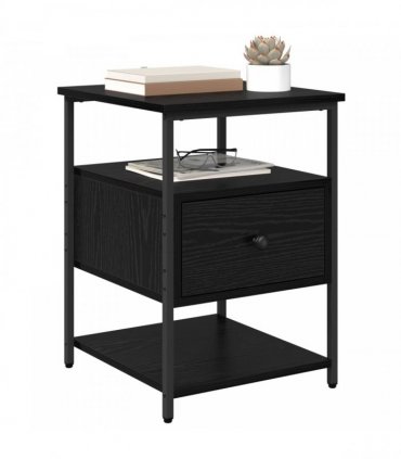 vidaXL Bedside Cabinet 2 pcs Black Oak 40 x 42 x 56 cm Engineered Wood