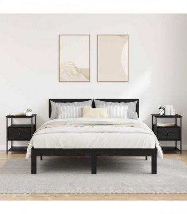 vidaXL Bedside Cabinet 2 pcs Black Oak 40 x 42 x 56 cm Engineered Wood