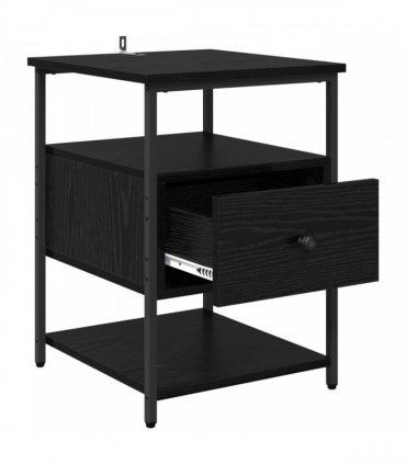 vidaXL Bedside Cabinet 2 pcs Black Oak 40 x 42 x 56 cm Engineered Wood