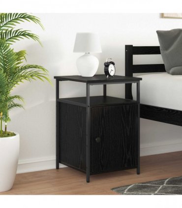 vidaXL Bedside Cabinet with Drawer Black oak Engineered Wood