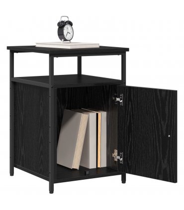 vidaXL Bedside Cabinet with Drawer Black oak Engineered Wood