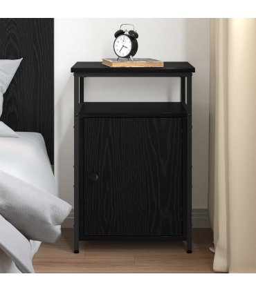 vidaXL Bedside Cabinet with Drawer Black oak Engineered Wood