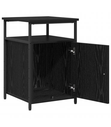 vidaXL Bedside Cabinet with Drawer Black oak Engineered Wood