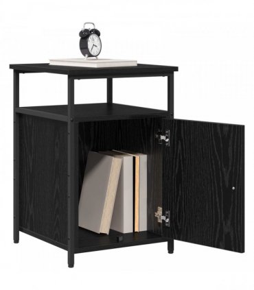 vidaXL Bedside Cabinet with Drawer 2 pcs Black oak Engineered Wood