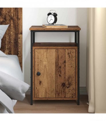 vidaXL Bedside Cabinet with Drawer Old wood Engineered Wood