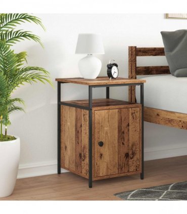 vidaXL Bedside Cabinet with Drawer 2 pcs Old wood Engineered Wood
