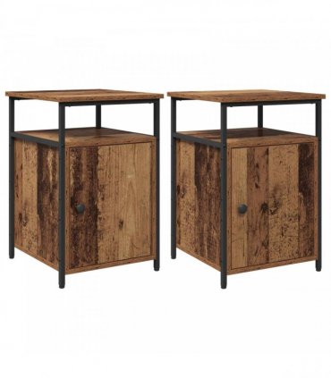 vidaXL Bedside Cabinet with Drawer 2 pcs Old wood Engineered Wood