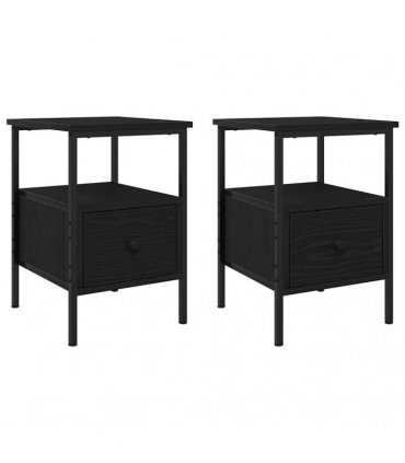 vidaXL Bedside Cabinet 2 pcs Black Oak 34 x 36 x 50 cm Engineered Wood