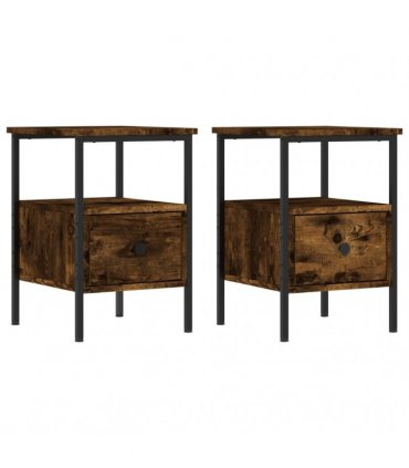 vidaXL Bedside Cabinets 2 pcs Smoked Oak 34x36x50 cm Engineered Wood