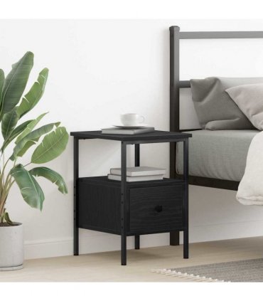 vidaXL Bedside Cabinet Black Oak 34 x 36 x 50 cm Engineered Wood