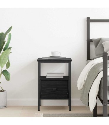 vidaXL Bedside Cabinet Black Oak 34 x 36 x 50 cm Engineered Wood