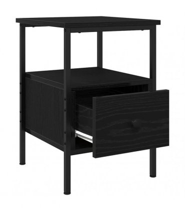 vidaXL Bedside Cabinet Black Oak 34 x 36 x 50 cm Engineered Wood