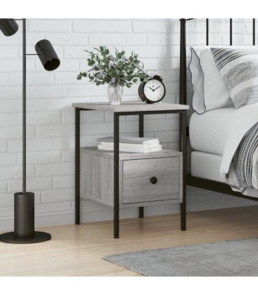 vidaXL Bedside Cabinet Grey Sonoma 34x36x50 cm Engineered Wood