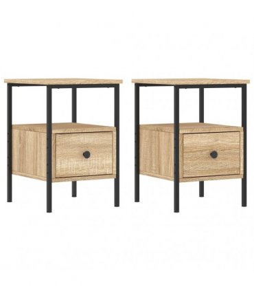 vidaXL Bedside Cabinets 2 pcs Sonoma Oak 34x36x50 cm Engineered Wood