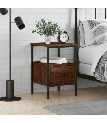 vidaXL Bedside Cabinet Brown Oak 34x36x50 cm Engineered Wood