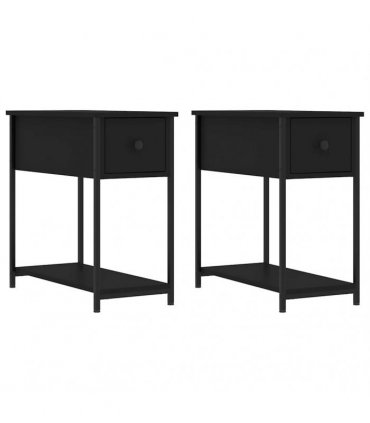 vidaXL Bedside Cabinet | Set of 2 | Black | Engineered wood, iron | Compact