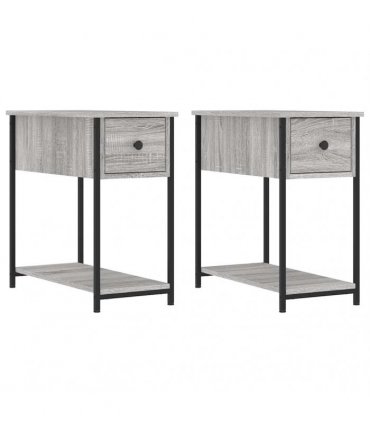 vidaXL Bedside Cabinet | Set of 2 | Grey Sonoma | Engineered wood, iron