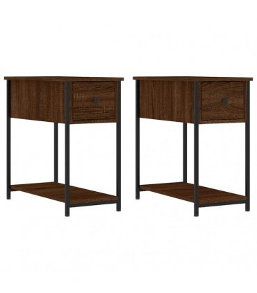vidaXL Bedside Cabinet | Set of 2 | Brown Oak | Engineered wood, iron | Modern