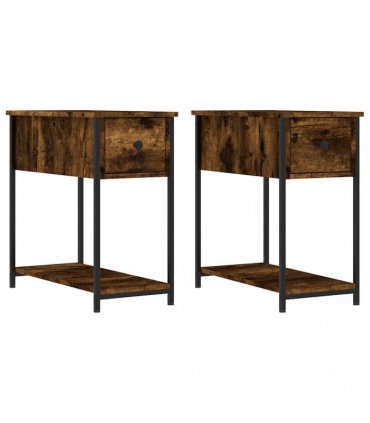 vidaXL Bedside Cabinet | Set of 2 | Smoked Oak | Engineered wood, iron
