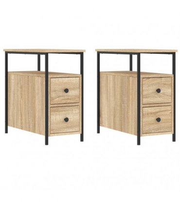 vidaXL Bedside Cabinets 2 pcs Sonoma Oak 30x60x60 cm Engineered Wood