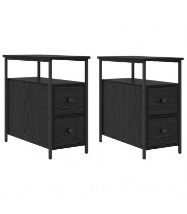 vidaXL Bedside Cabinet 2 pcs Black oak 30 x 60 x 60 cm Engineered wood
