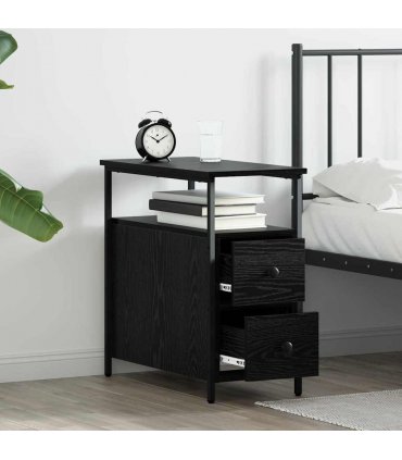 vidaXL Bedside Cabinet 2 pcs Black oak 30 x 60 x 60 cm Engineered wood