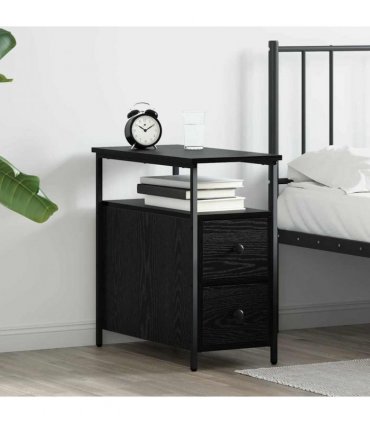 vidaXL Bedside Cabinet Black oak 30 x 60 x 60 cm Engineered wood