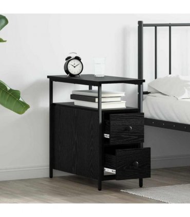 vidaXL Bedside Cabinet Black oak 30 x 60 x 60 cm Engineered wood