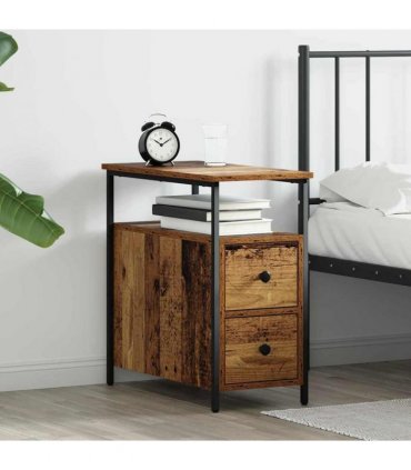 vidaXL Bedside Cabinet Old wood 30 x 60 x 60 cm Engineered wood