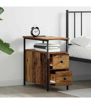 vidaXL Bedside Cabinet Old wood 30 x 60 x 60 cm Engineered wood
