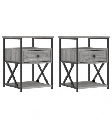 vidaXL Bedside Cabinets 2 pcs Grey Sonoma 40x42x55 cm Engineered Wood