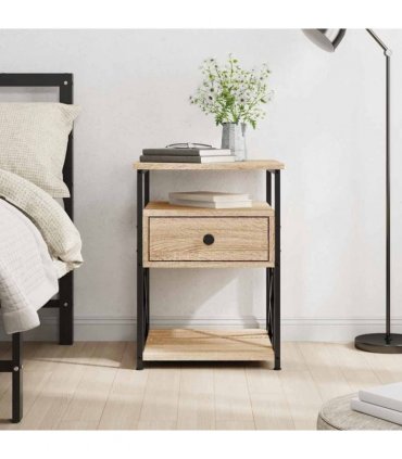 vidaXL Bedside Cabinet | Sonoma Oak | Engineered wood, iron | 40x42x55 cm