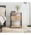 vidaXL Bedside Cabinet | Sonoma Oak | Engineered wood, iron | 40x42x55 cm