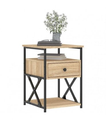 vidaXL Bedside Cabinet | Sonoma Oak | Engineered wood, iron | 40x42x55 cm